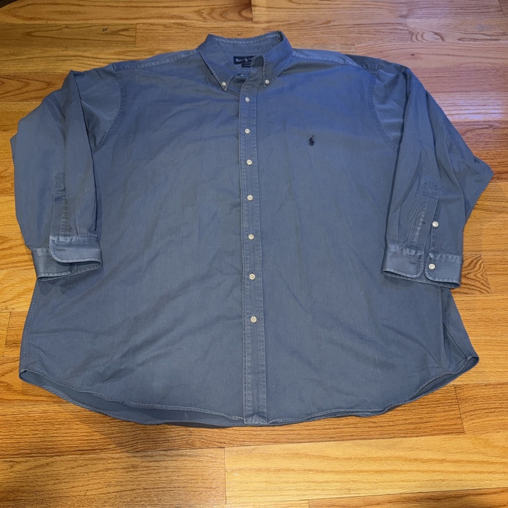 Polo Ralph Lauren Indigo Oxford Long Sleeve Button Down Shirt Size 3XB Blue Pony